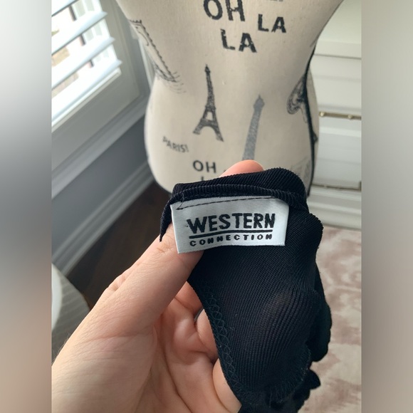 Vintage 90’S WESTERN COLLECTION Black Crossover V-Neck Short Sleeve shirt SZ M - Picture 10 of 14